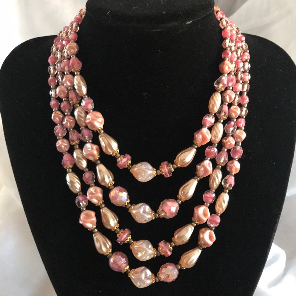 Vintage West Germany Pink jeweled Necklace